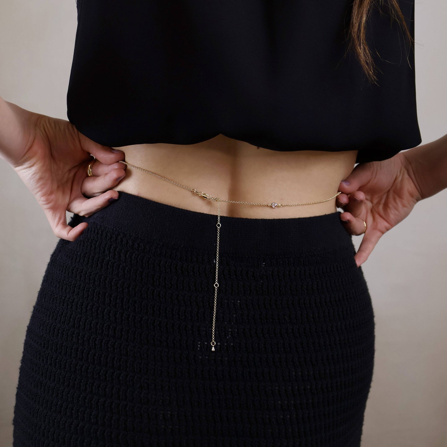 Oval CZ Belly Chain