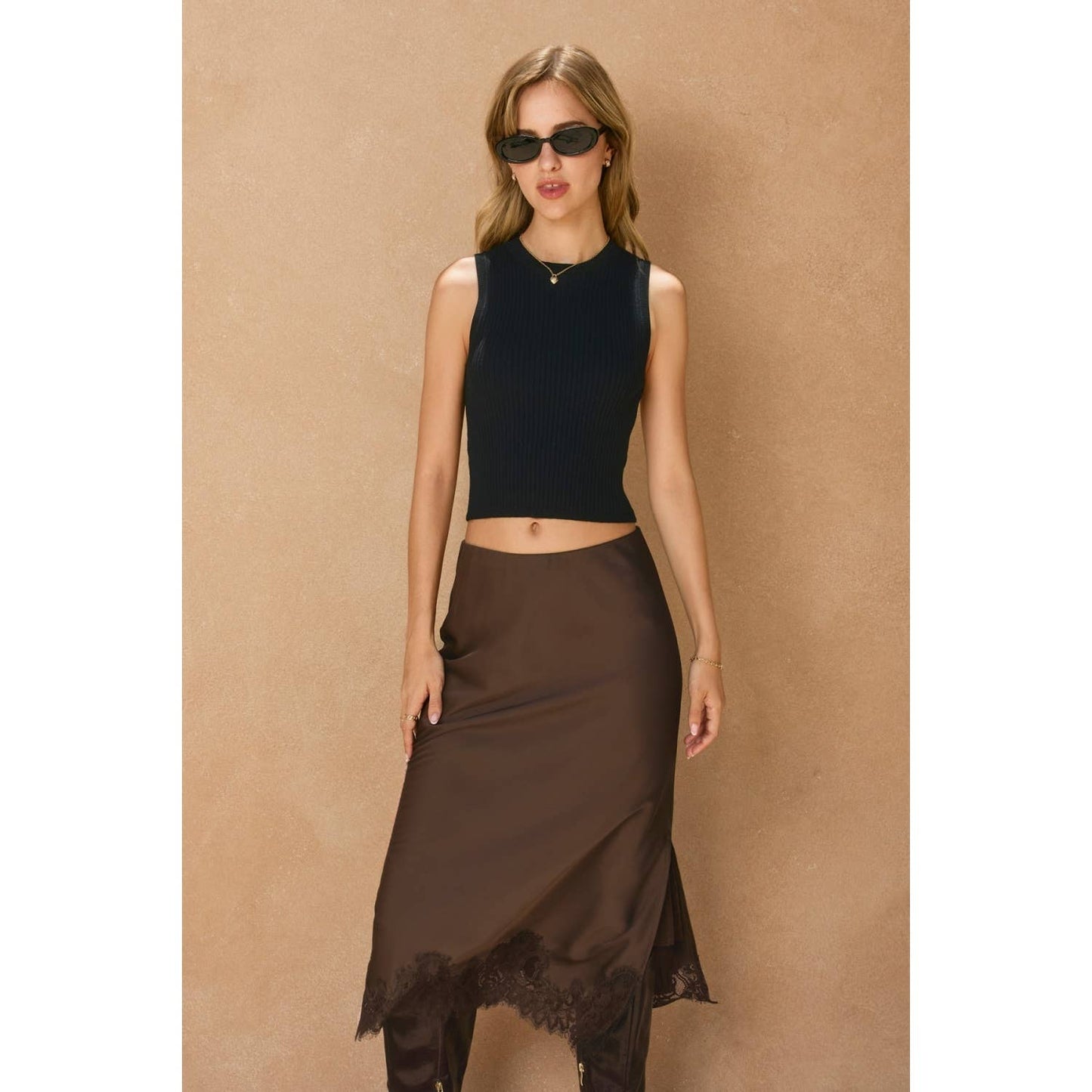 Rouge Satin Skirt