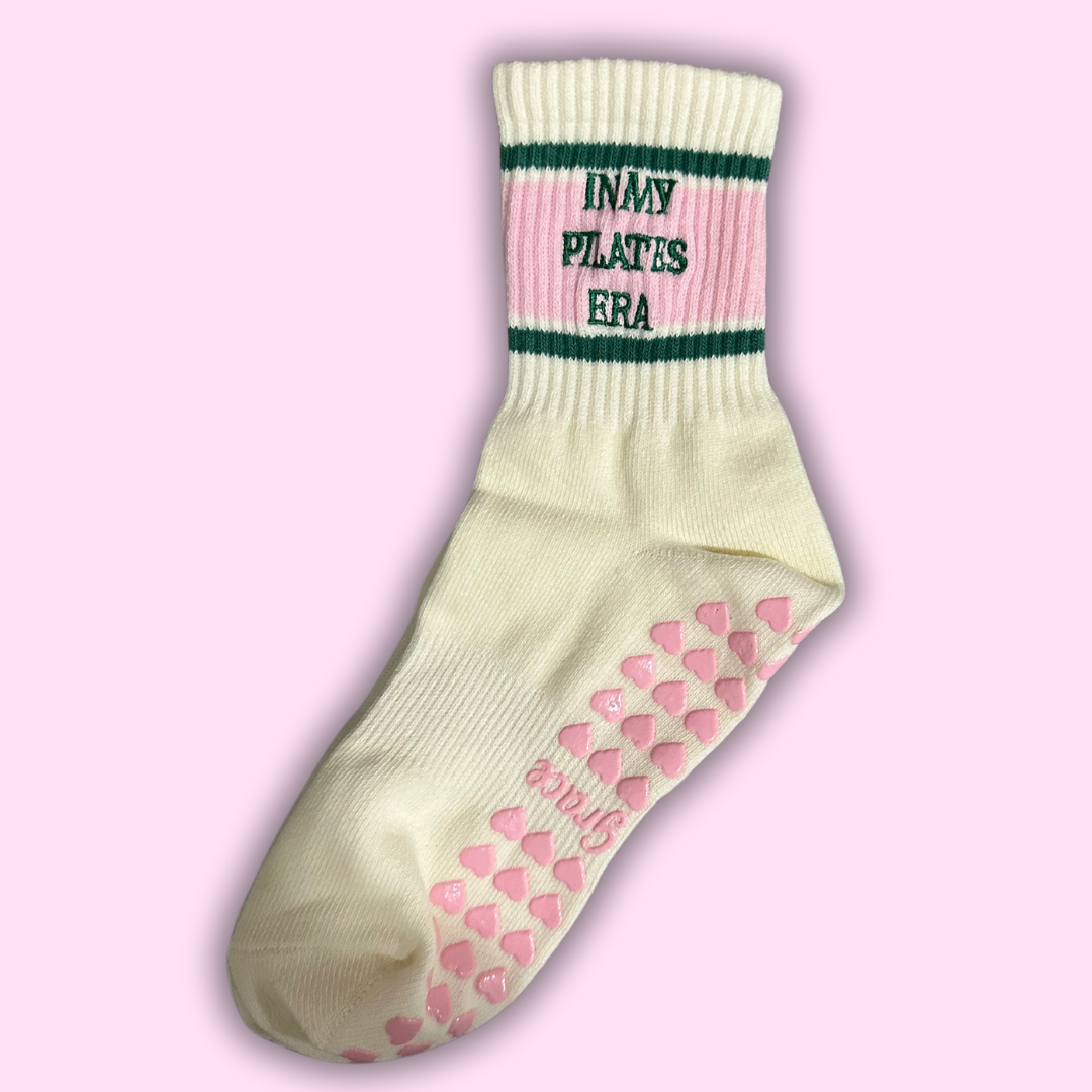 Retro "In My Pilates Era" Grip Sock | Green