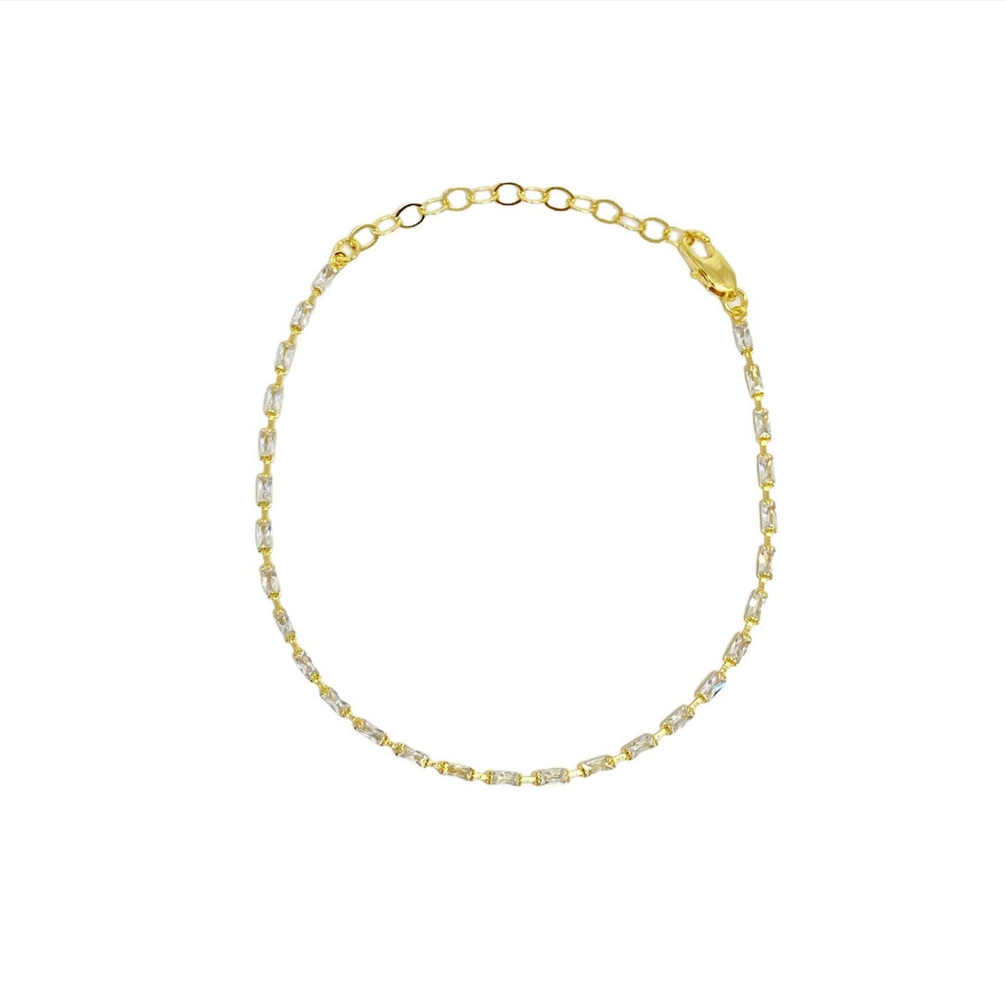 Crystal Baguette Anklet