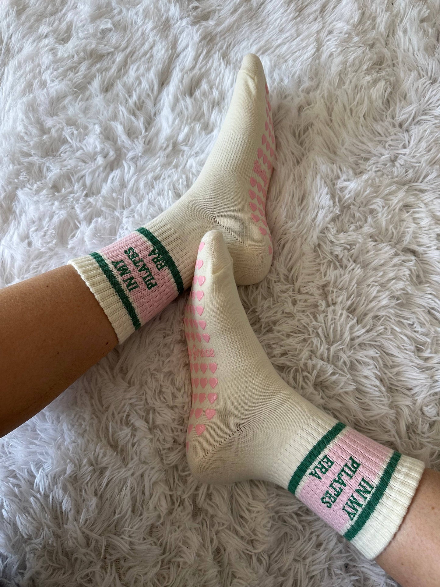 Retro "In My Pilates Era" Grip Sock | Green
