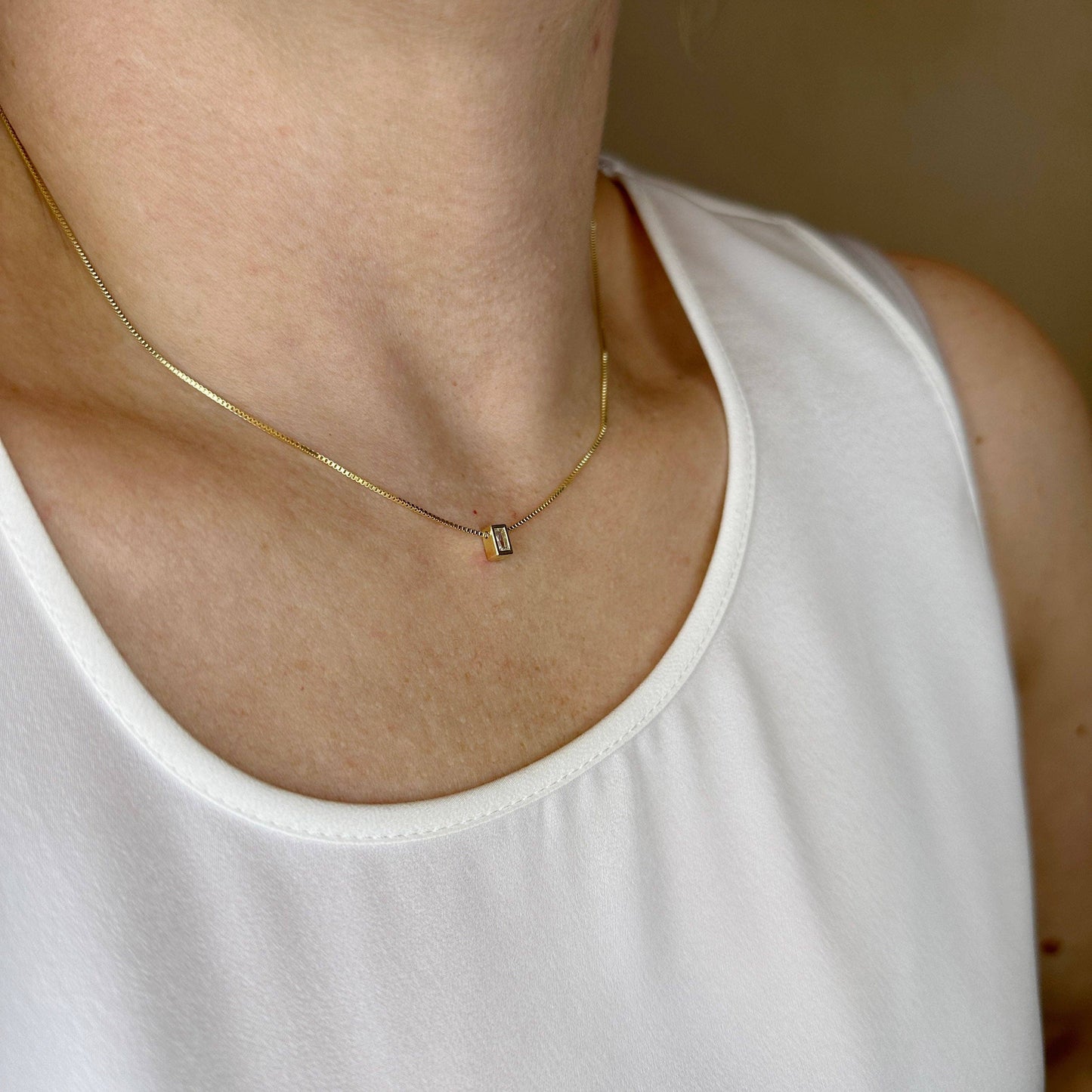 Mini CZ Baguette Necklace