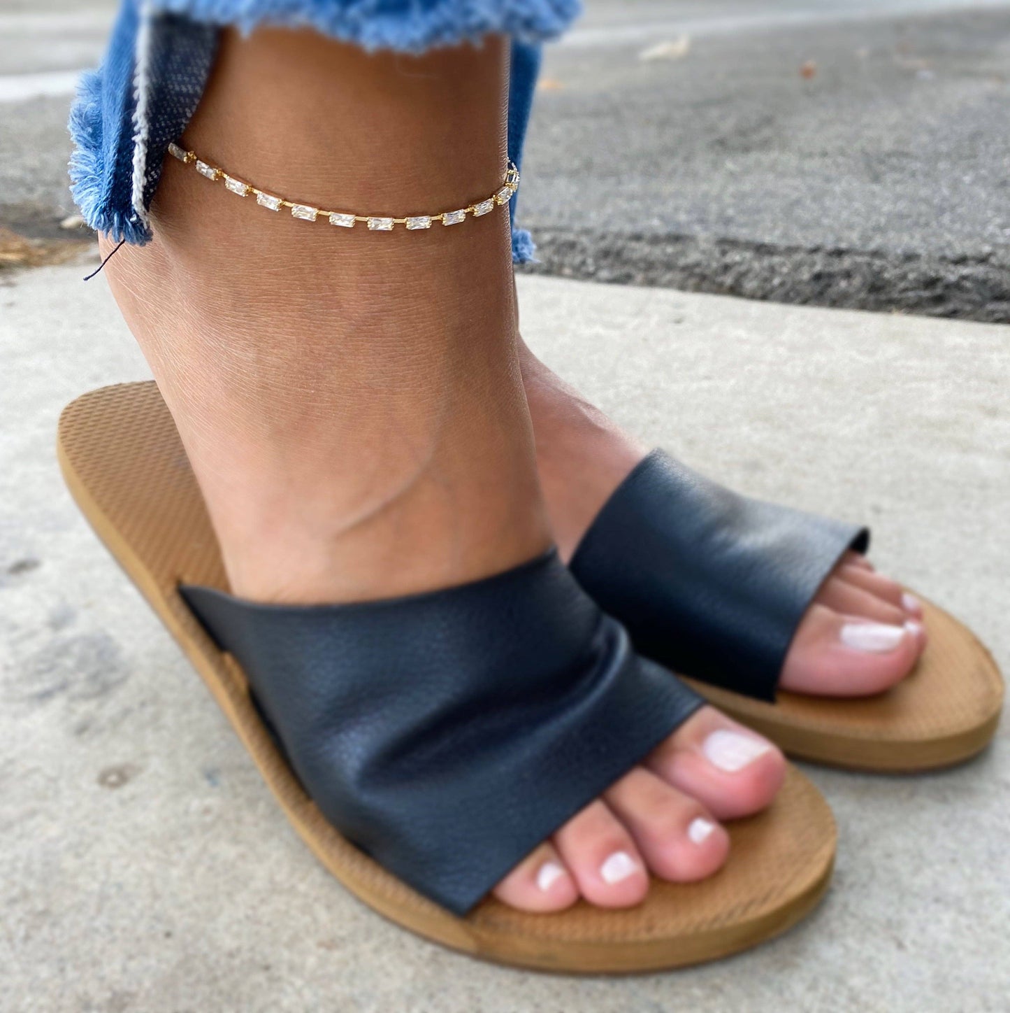 Crystal Baguette Anklet