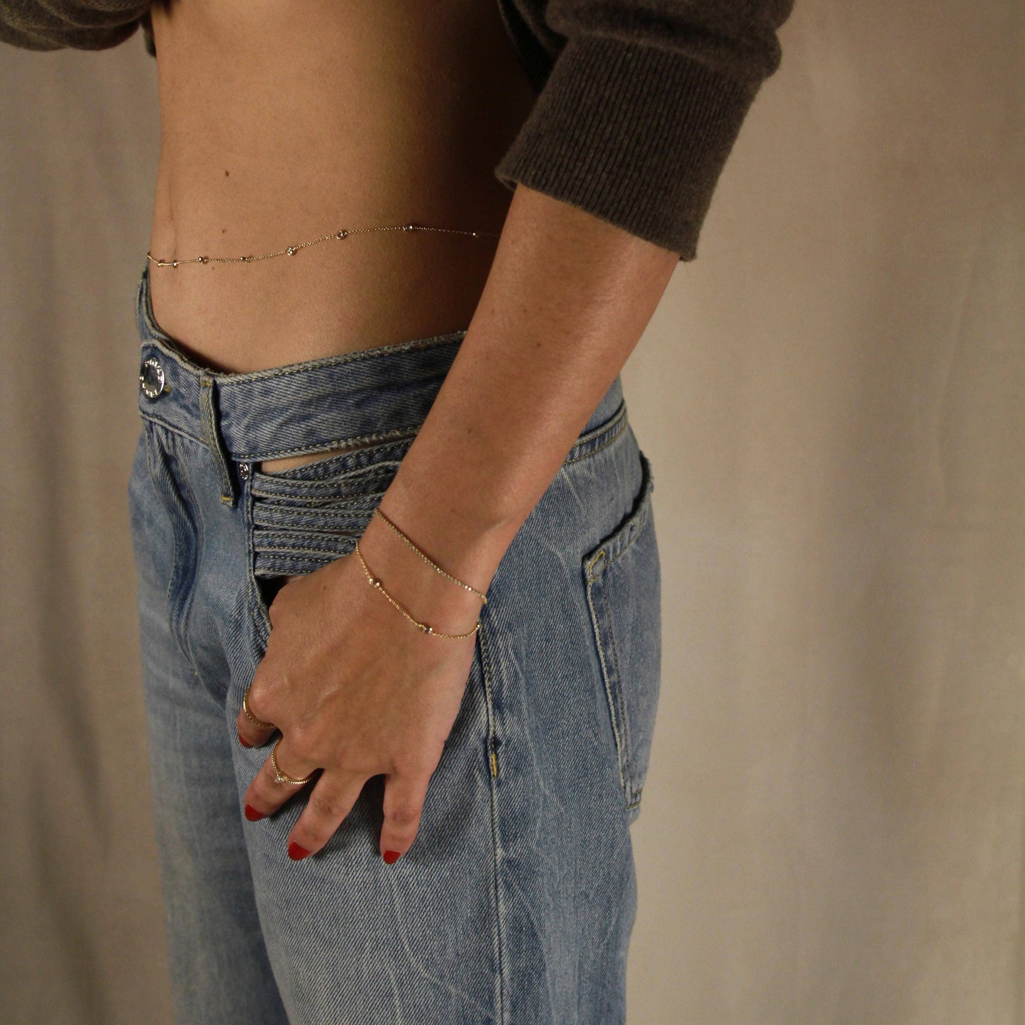 CZ Bezel Detailed Belly Chain
