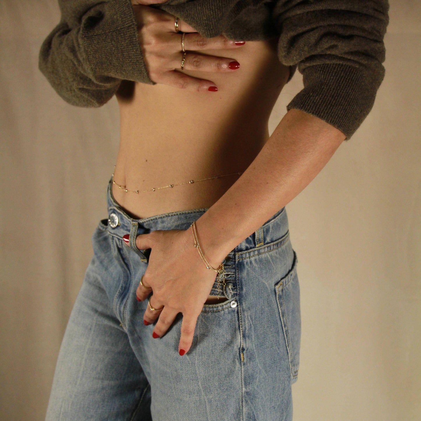 CZ Bezel Detailed Belly Chain