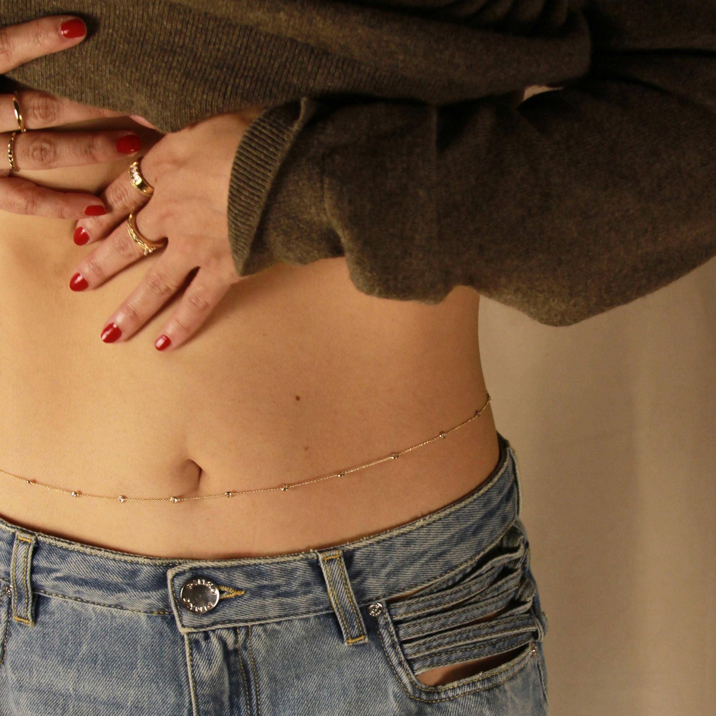 CZ Bezel Detailed Belly Chain