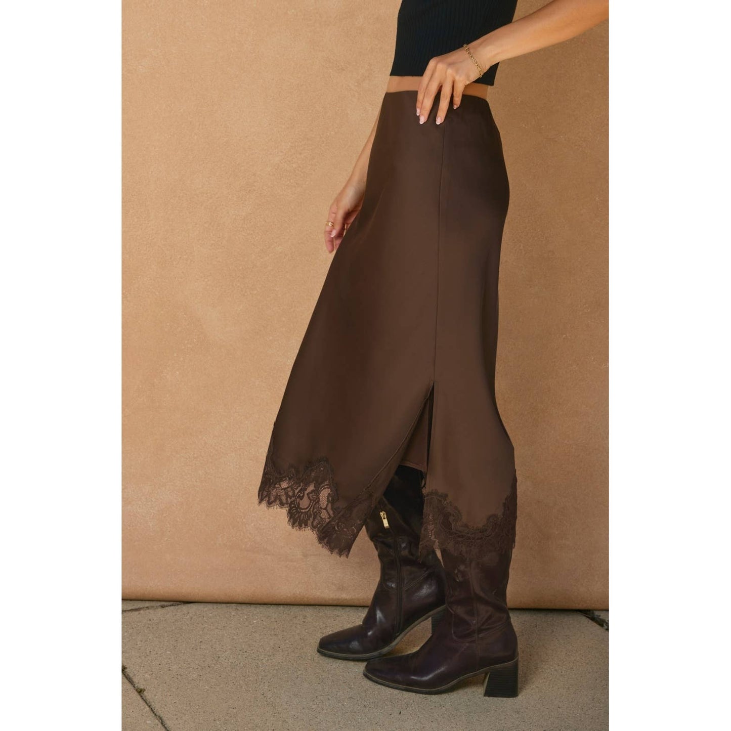 Rouge Satin Skirt