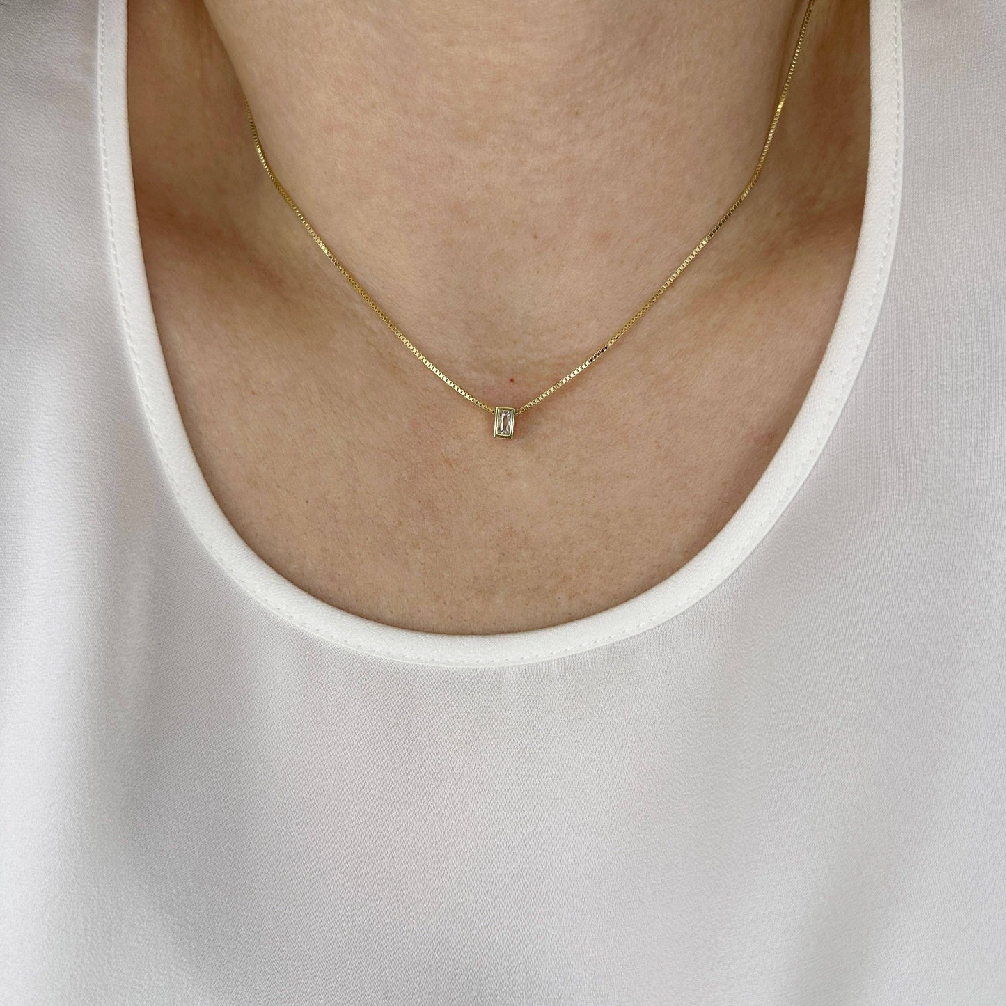 Mini CZ Baguette Necklace