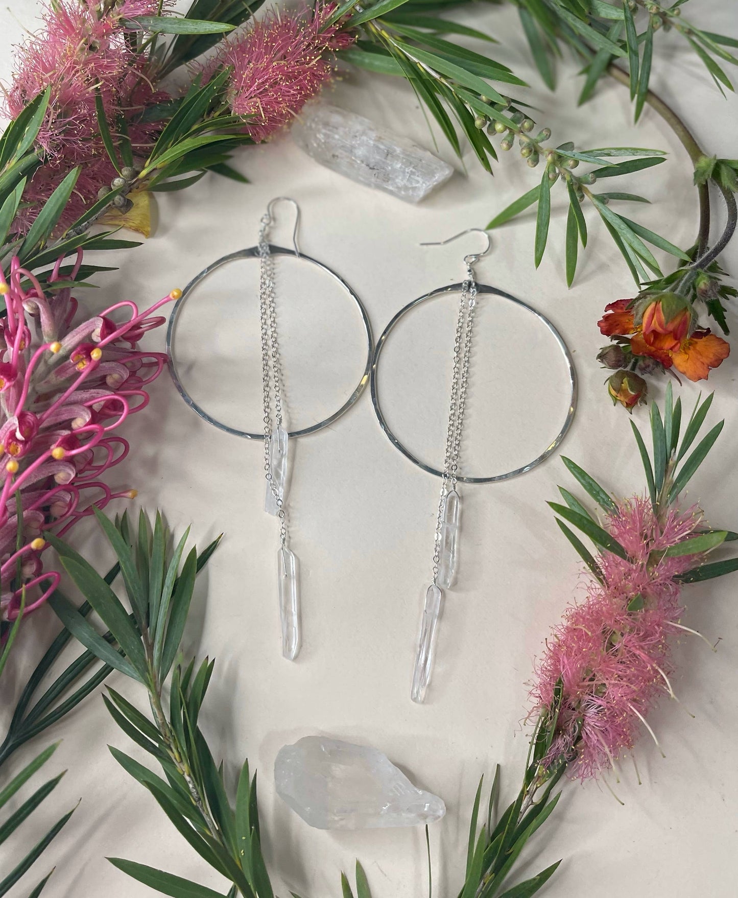 Double Quartz Hammered Hoops