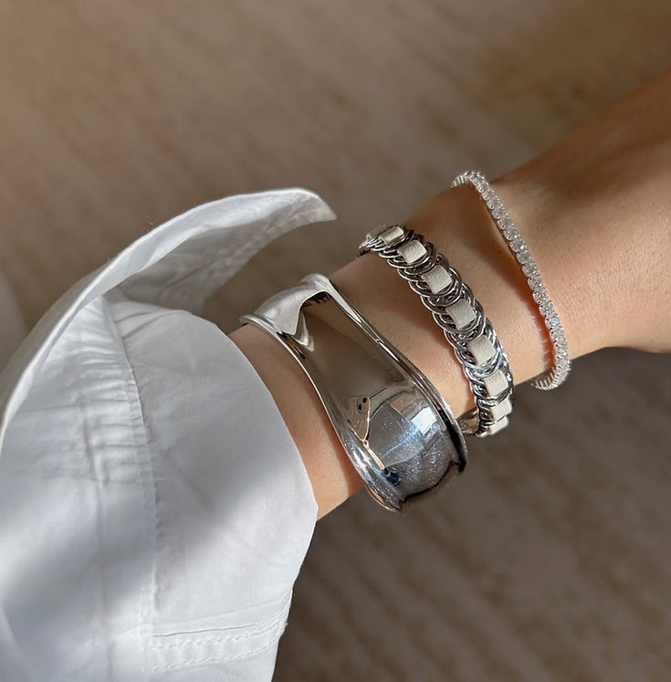 925 Sterling Silver CZ Stretchy Tennis Bracelet