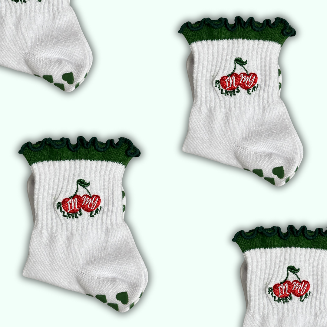 Cherry Pilates Era Grip Sock | Green