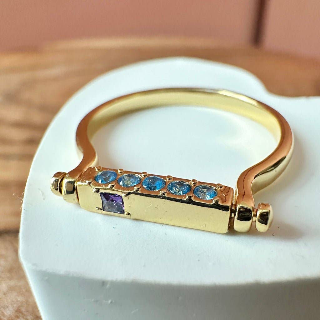 Glimering Fidget Bar Ring