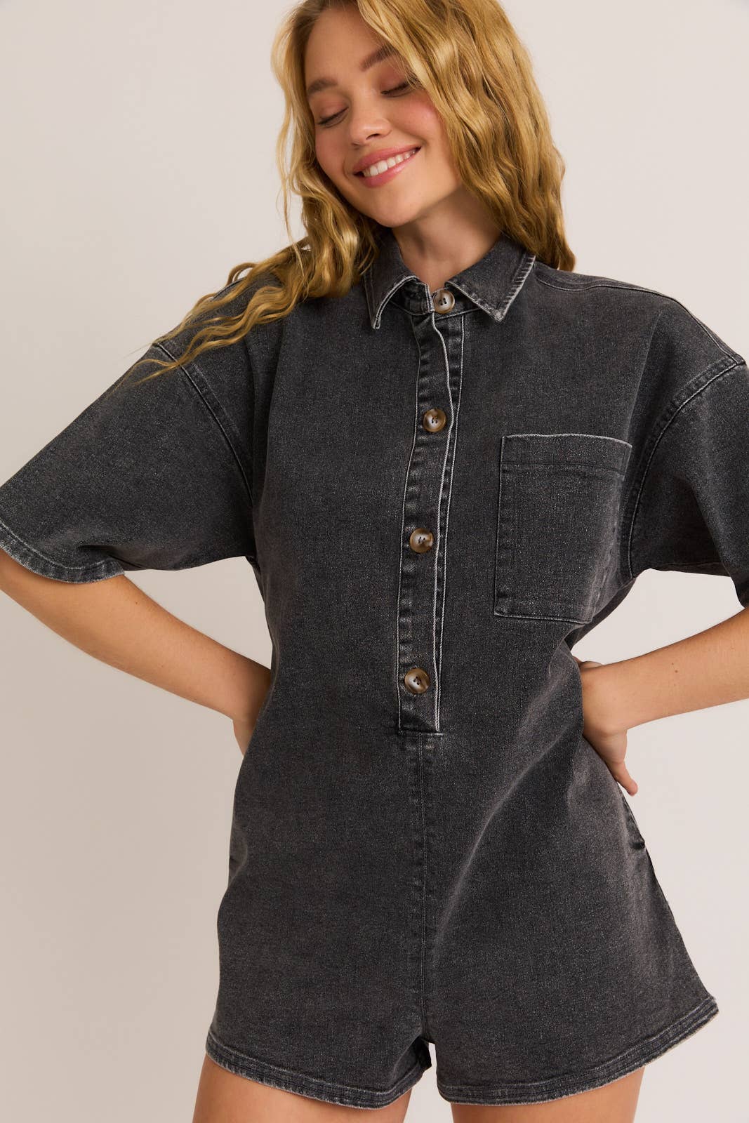 Demi Denim Romper