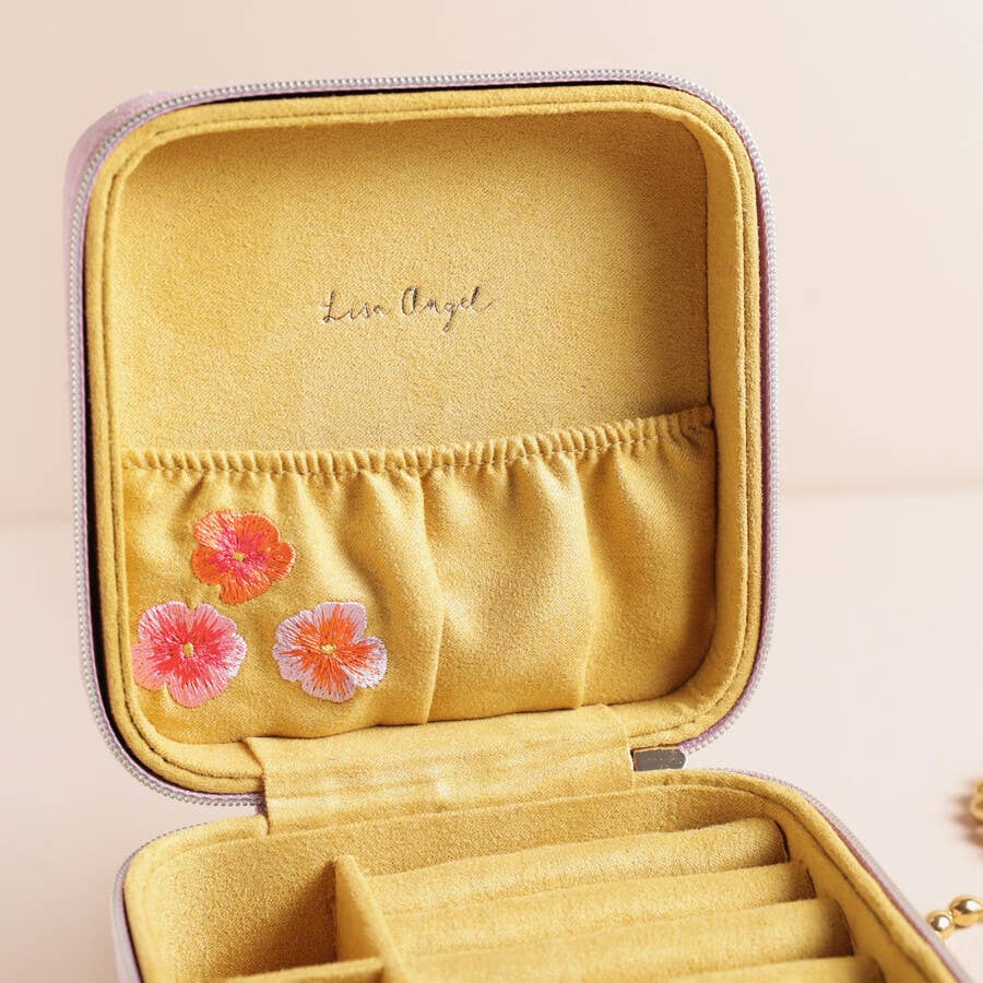 Sunshine & Flowers | Embroidered Travel Jewelry Case