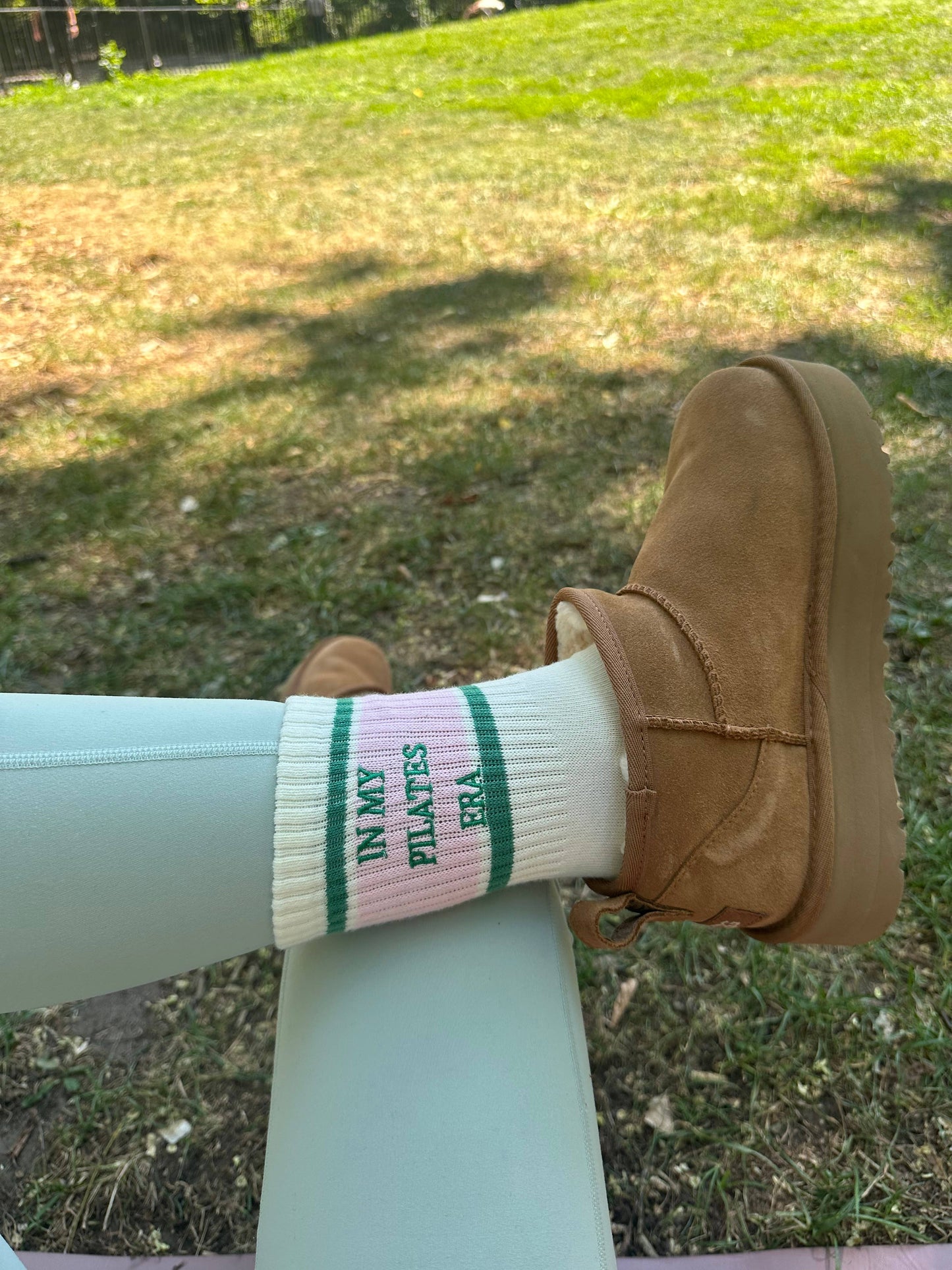 Retro "In My Pilates Era" Grip Sock | Green