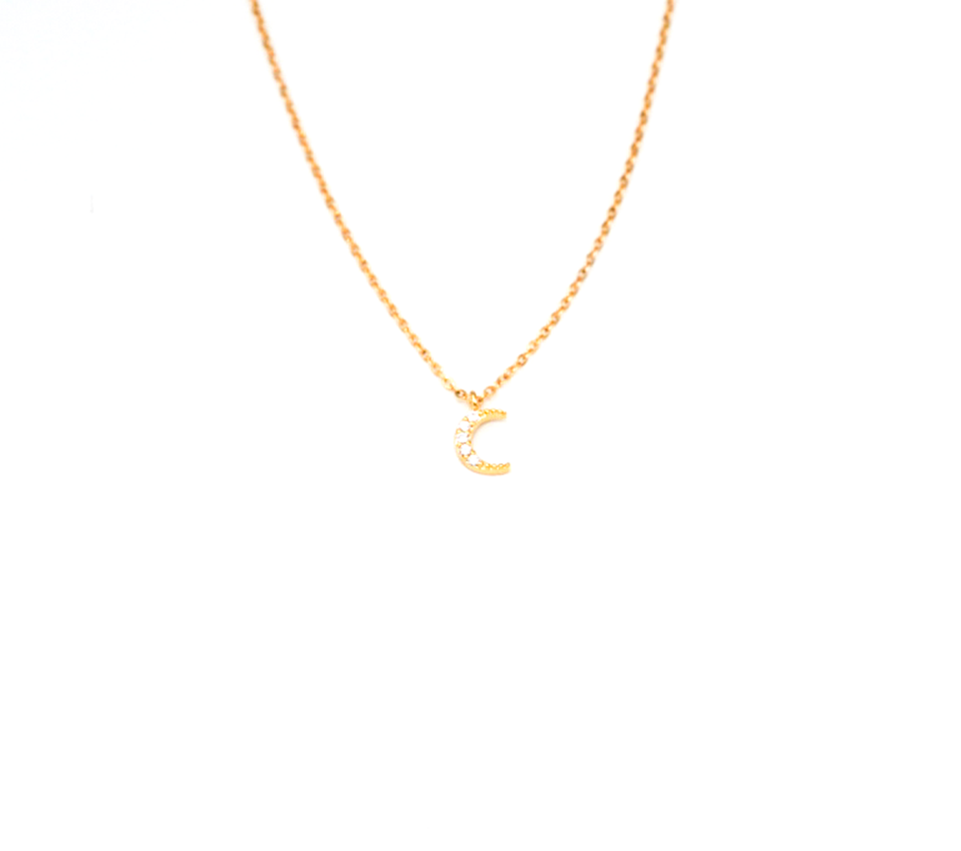 Tiny CZ Moon Necklace