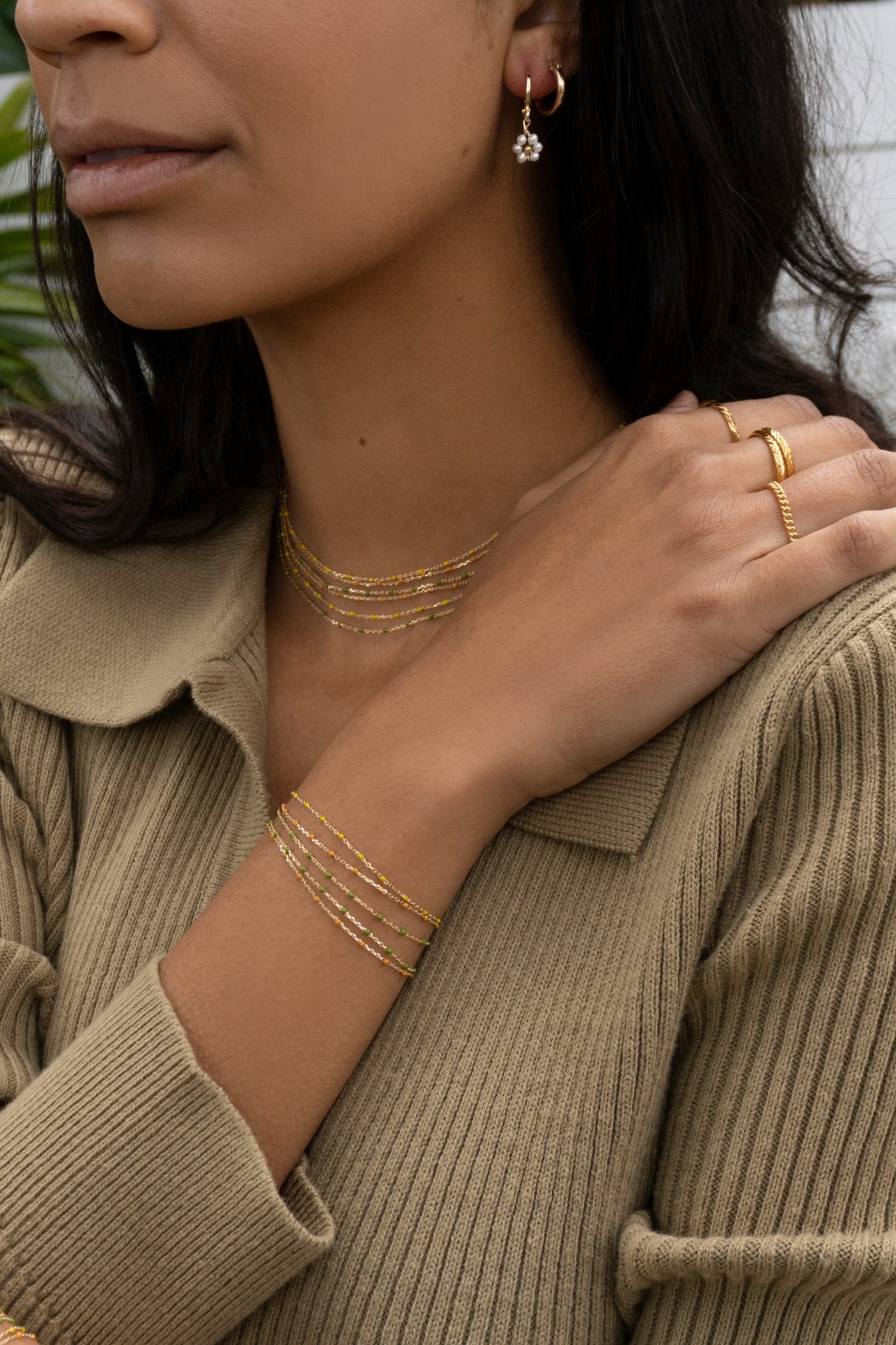 Dainty Gold + Enamel Bracelet
