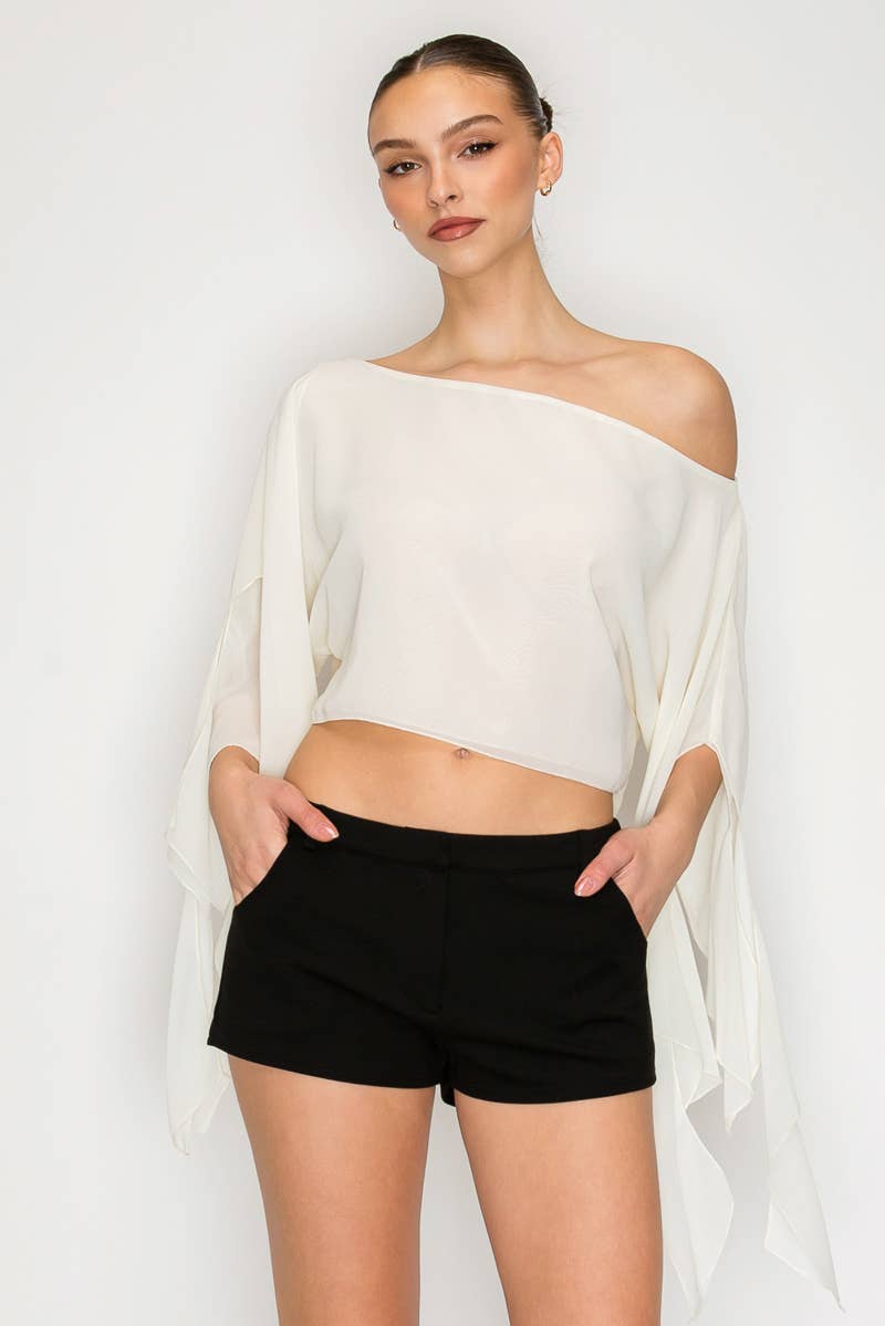 Riviera One-Shoulder Drape Crop Top