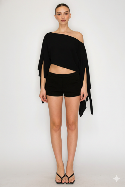 Riviera One-Shoulder Drape Crop Top