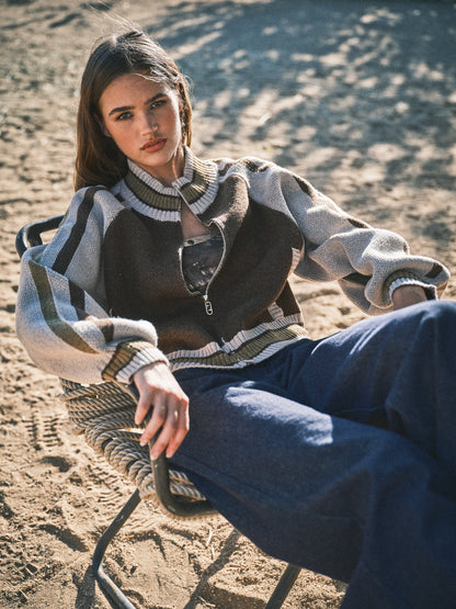 Golden Zip Up Cardigan