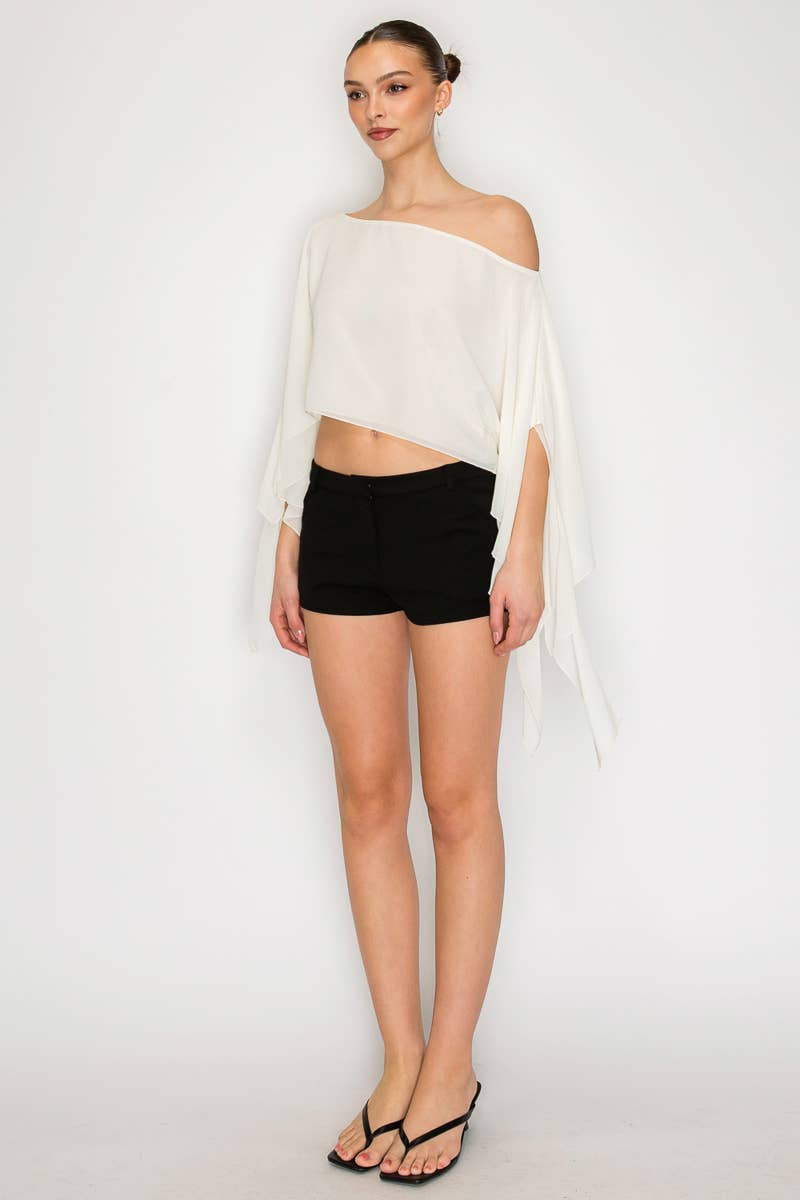 Riviera One-Shoulder Drape Crop Top