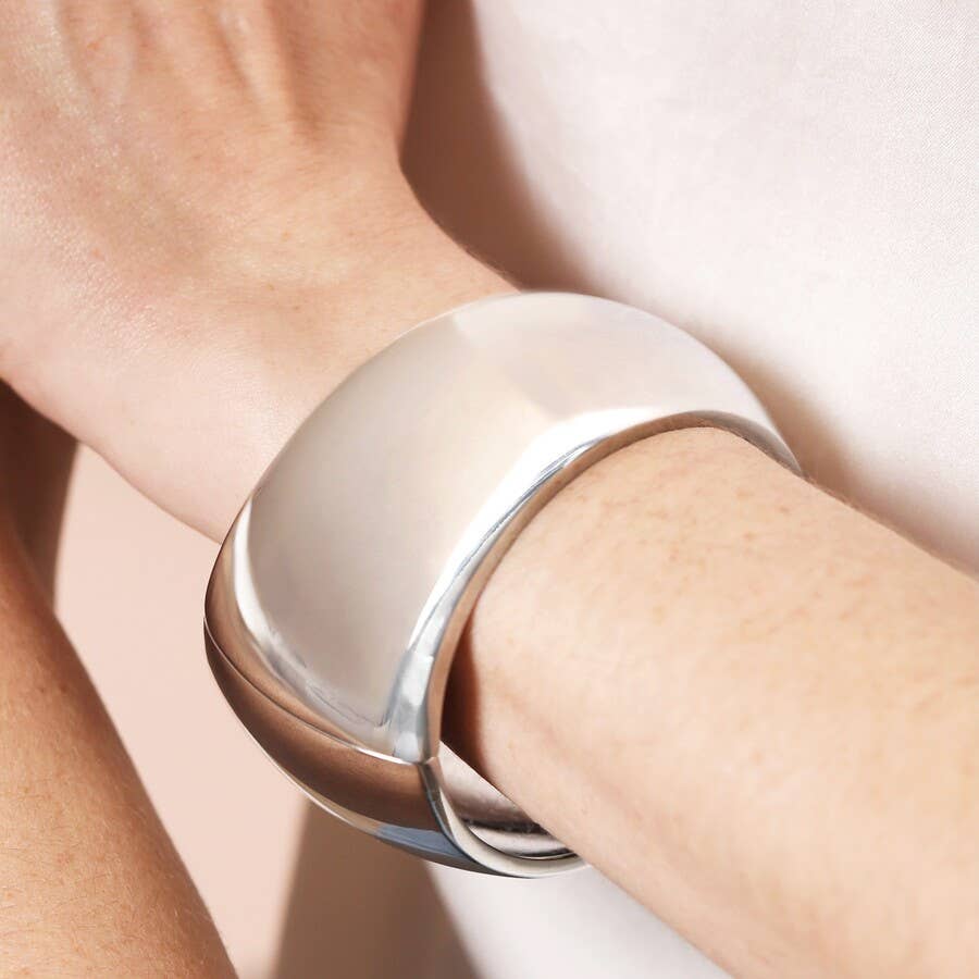 Silver Chunky Bangle Bracelet