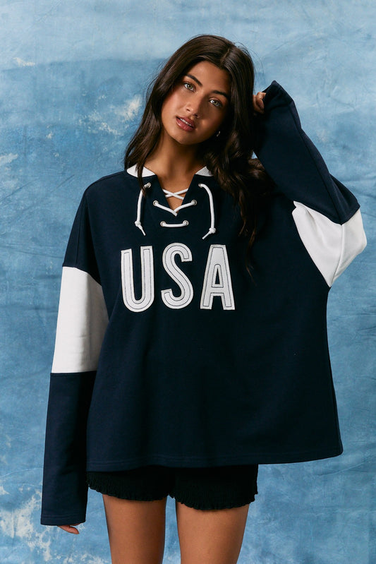 USA Oversized Sweatshirt Top