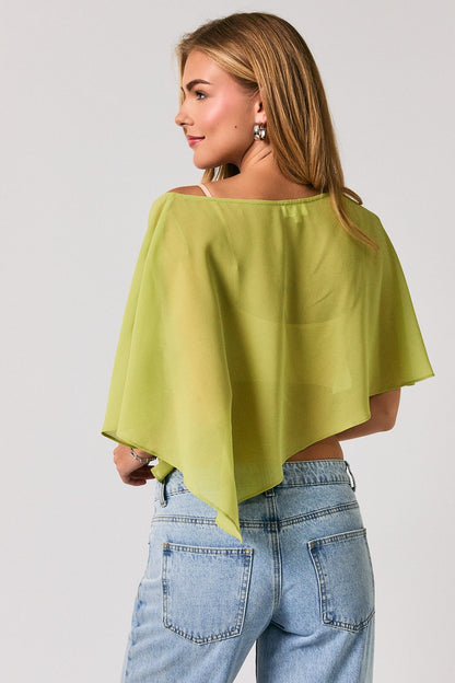 Chartreuse Poncho Cape Top