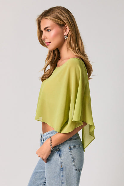 Chartreuse Poncho Cape Top