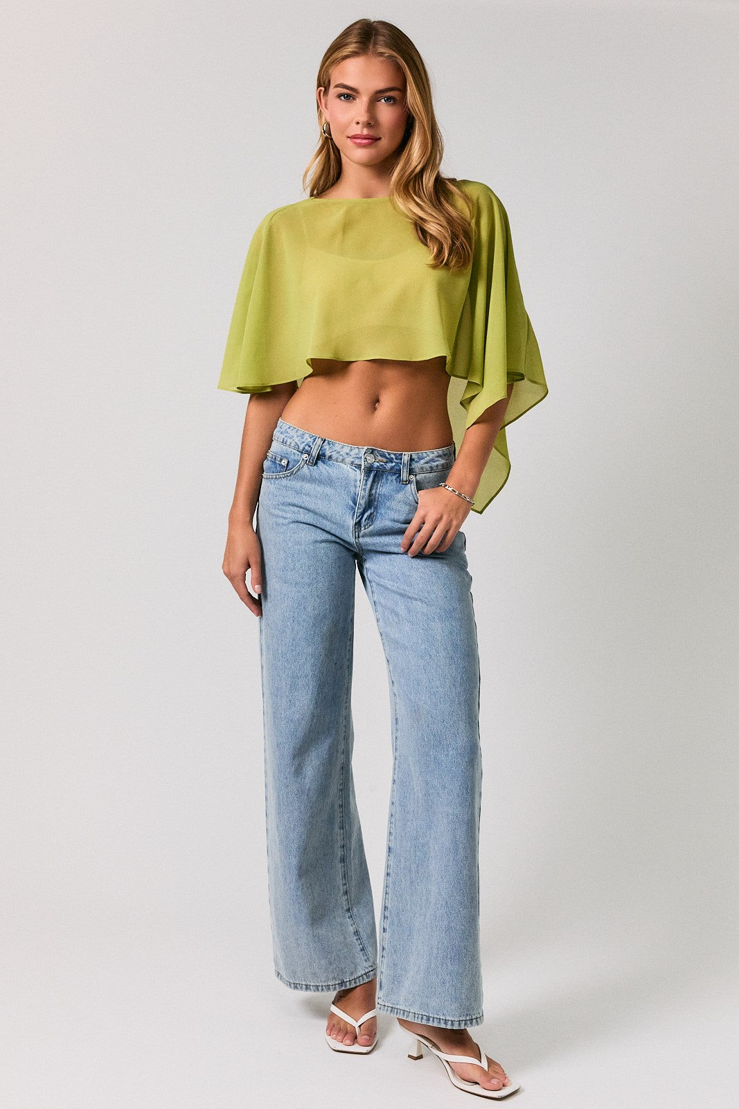 Chartreuse Poncho Cape Top