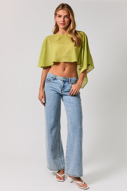 Chartreuse Poncho Cape Top