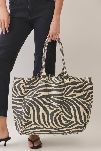 Zebra Carryall Canvas Tote