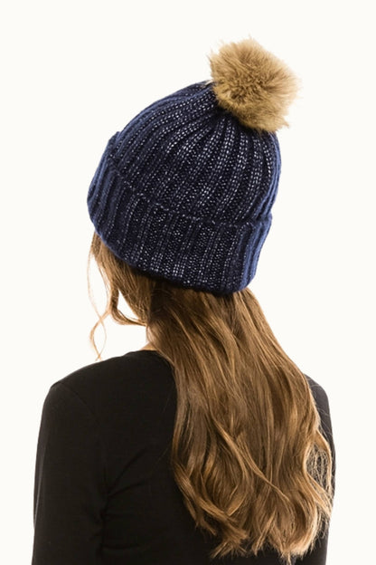 Lurex Sparkle Beanie w Pom Pom