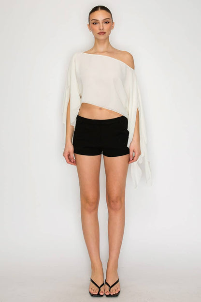 Riviera One-Shoulder Drape Crop Top