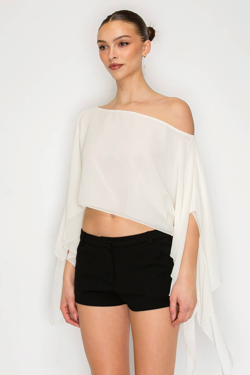 Riviera One-Shoulder Drape Crop Top