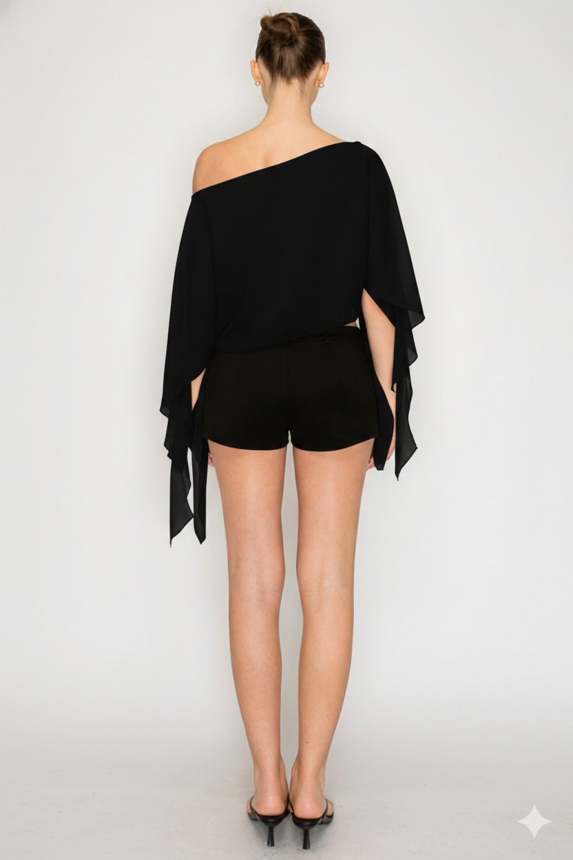 Riviera One-Shoulder Drape Crop Top