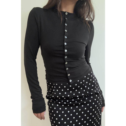 Margie Mock Neck Button Top