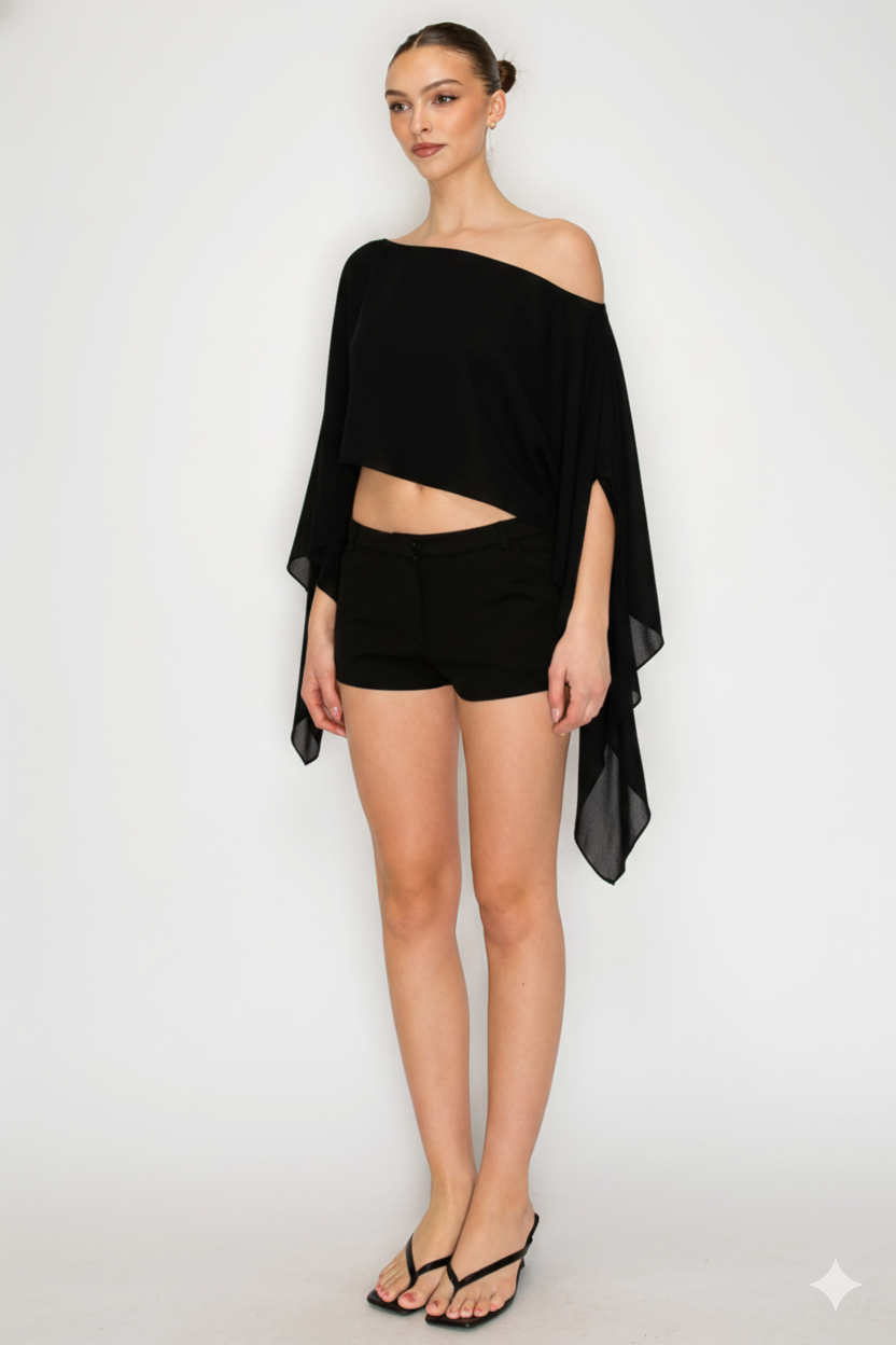 Riviera One-Shoulder Drape Crop Top