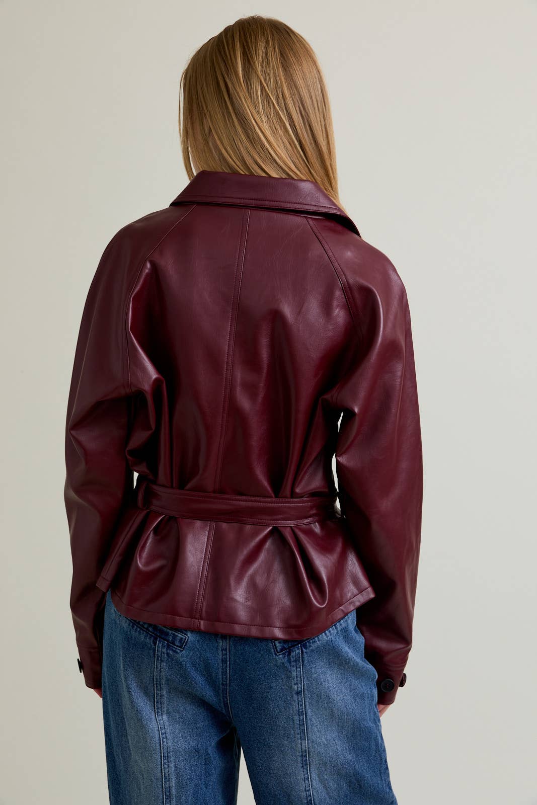 Merlot Leather Trench Coat