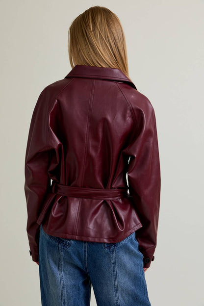 Merlot Leather Trench Coat