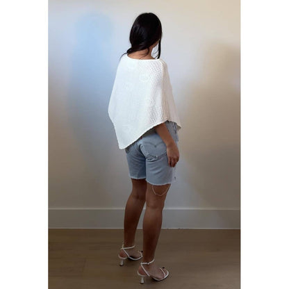 Rosette Knit Crochet Poncho