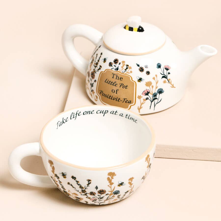 Little Pot of Postitiv-tea Mug & Teapot Set