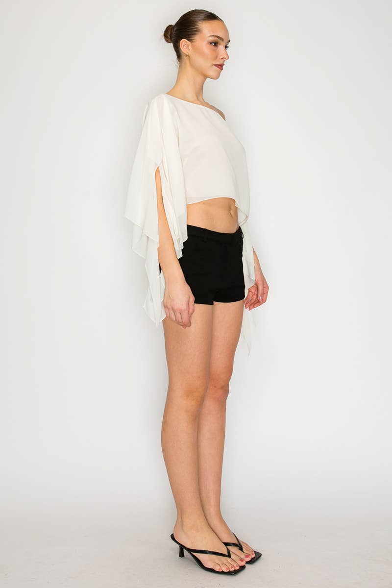 Riviera One-Shoulder Drape Crop Top