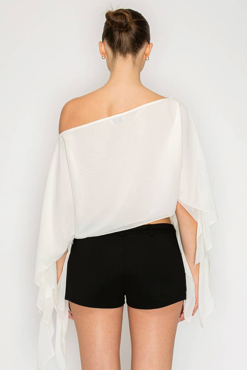 Riviera One-Shoulder Drape Crop Top