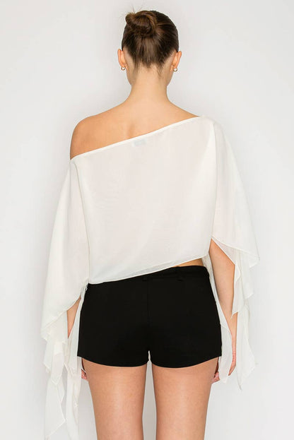 Riviera One-Shoulder Drape Crop Top