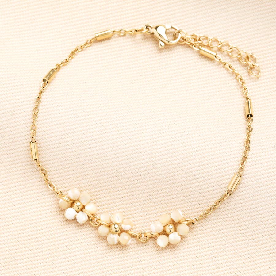 Triple Flower Barrel Chain Bracelet