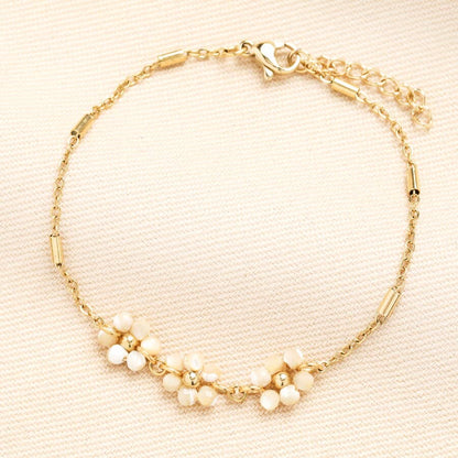 Triple Flower Barrel Chain Bracelet