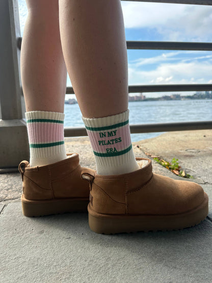 Retro "In My Pilates Era" Grip Sock | Green