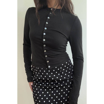 Margie Mock Neck Button Top