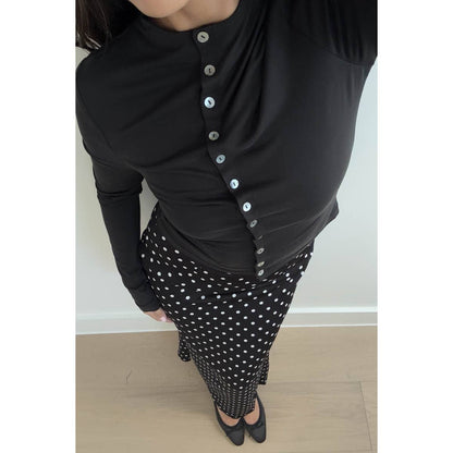 Margie Mock Neck Button Top